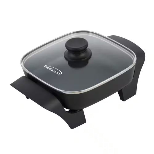 16 Sq. In. Black Nonstick Electric Skillet with Glass Lid