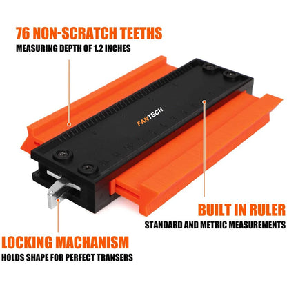 Super Gauge - Adjustable Lock Contour Gauge. Profile Duplicator Alloy Edge Shaping Tool for Wood. Measure Ruler Laminate Tiles